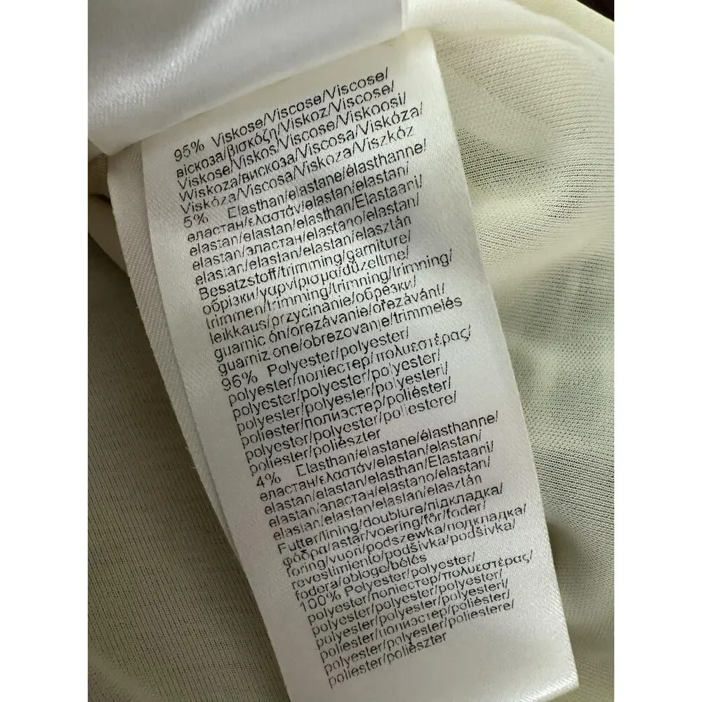 Ana Alcazar Dress Womens M/L 40 Oriental Tropical Palm Print Sheath Green Unique - Picture 7 of 12